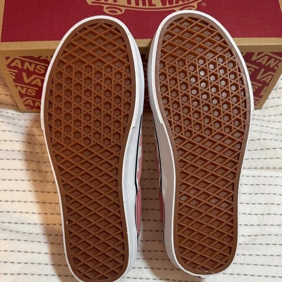 Vans Women’s Rose-Pink and White Checkered Slip-On Sneakers - Picture 3 of 5